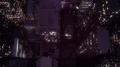 夜色下的三维城市楼体LED屏幕AE模板视频的预览图